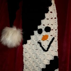 Handmade Crochet Snowman Scarf